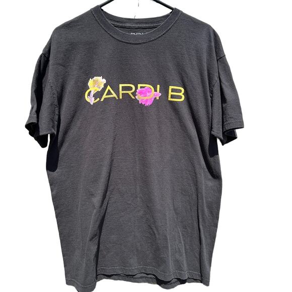 Cardi B colorful beta fish rap black t-shirt Size Large - Picture 1 of 5